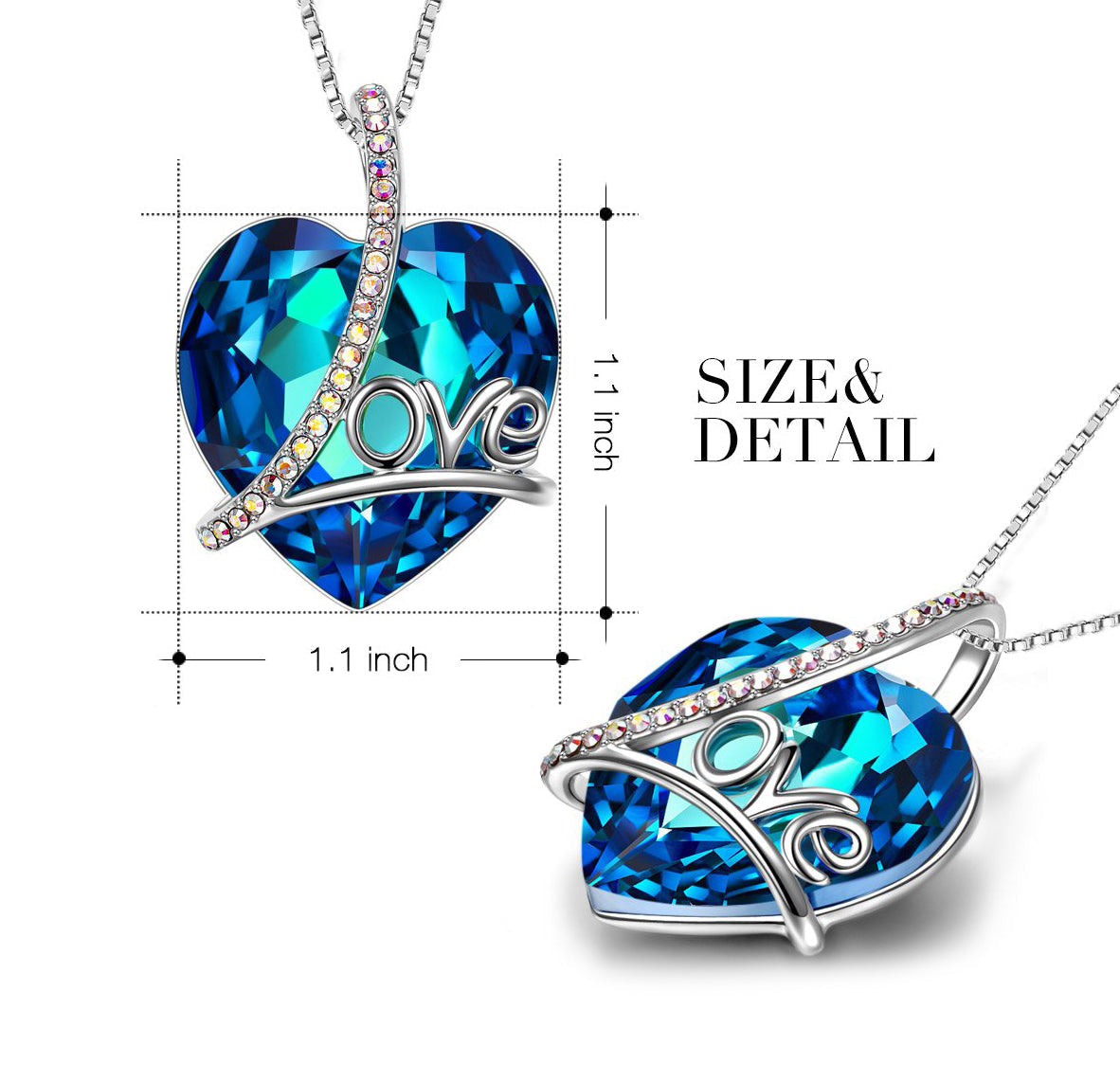 Classic Blue Love Heart Necklace