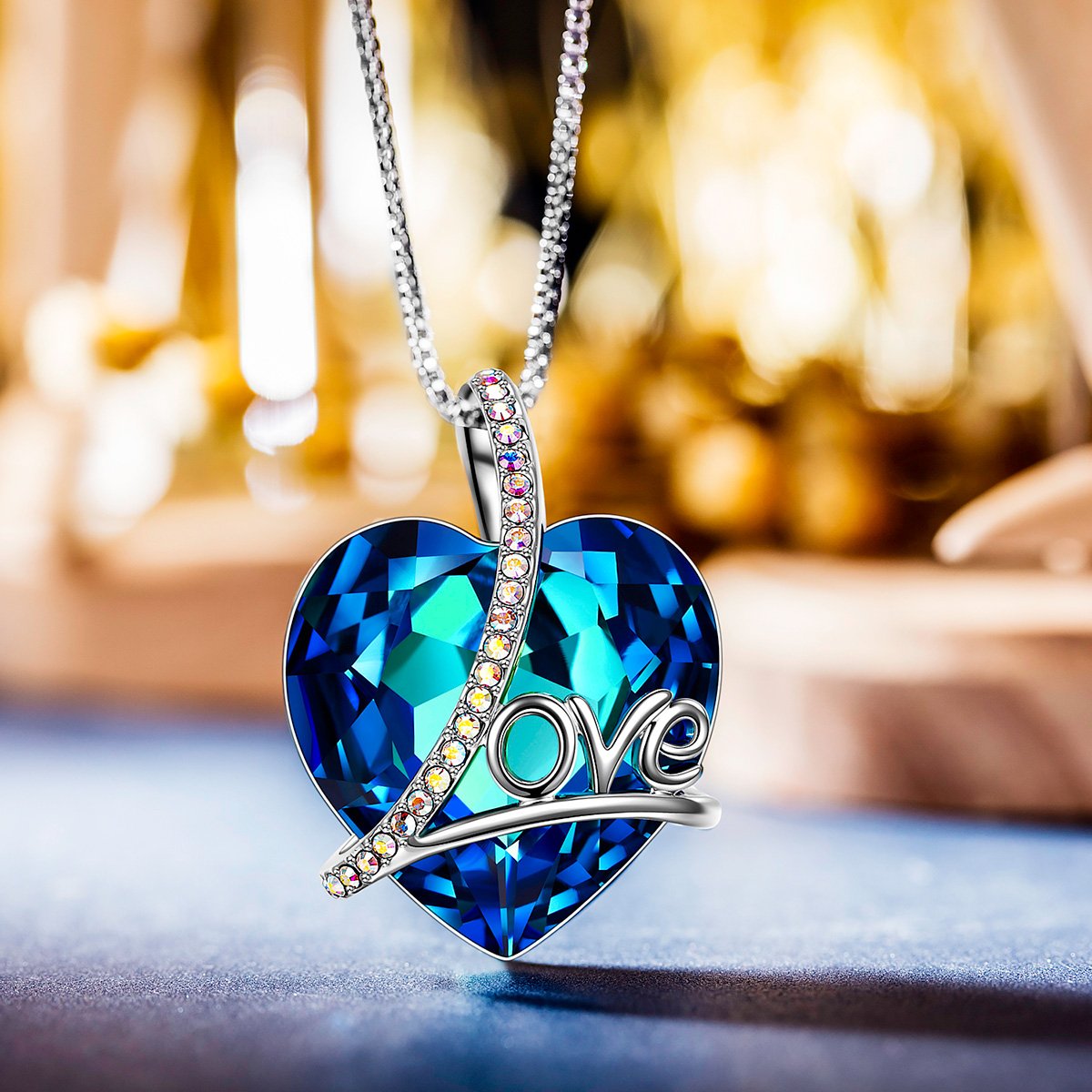 Classic Blue Love Heart Necklace