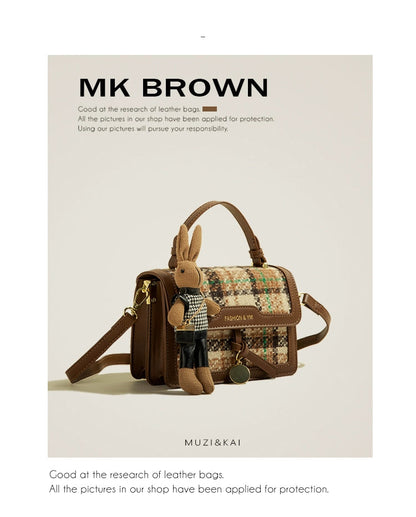 Muzikai Plaid Patchwork Handbag Bag