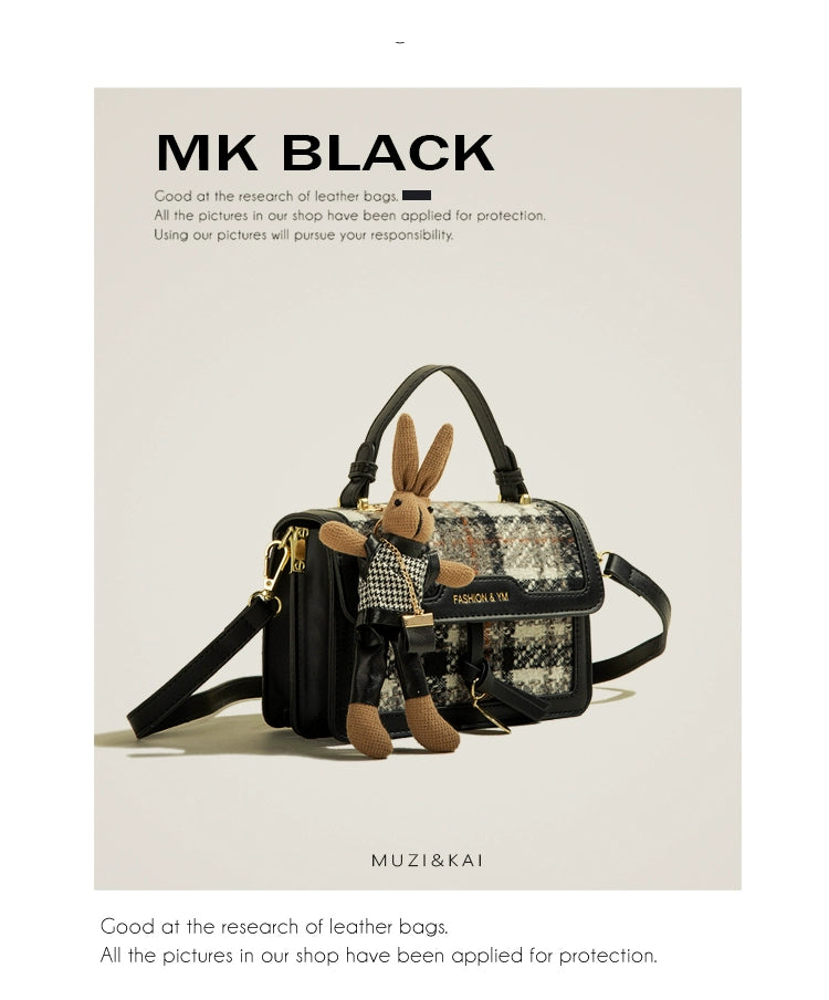 Muzikai Plaid Patchwork Handbag Bag