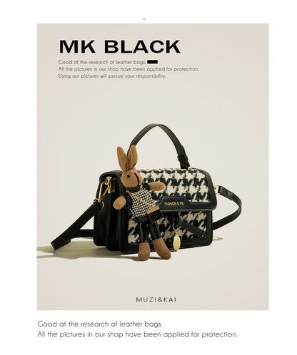 Muzikai Plaid Patchwork Handbag Bag