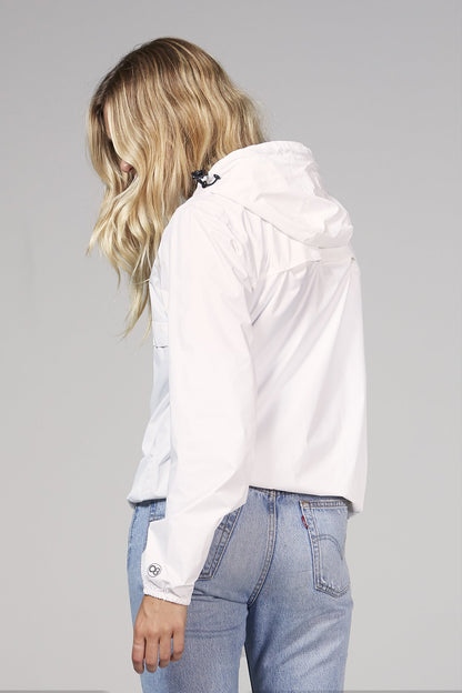 White Quarter Zip Packable Rain Jacket